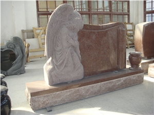 Angel Engraved Special Designed Red Monuments,Own Quarry