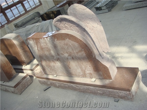 Angel Engraved Special Designed Red Monuments,Own Quarry