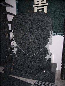 Black Granite Heart Tombstone,Western Style Monuments,Single Tombstone,Heart Upright Monuments,Engraved Gravestone Headstone