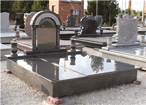 Cheap European Style Dark Grey Double Granite Tombstone