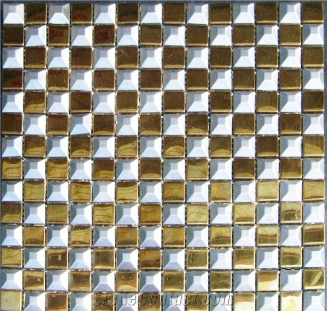 Golden Manmade Stone Mosaic Pattern,Cheap Mosaic Polished Pattern,Cystal Walling Tiles