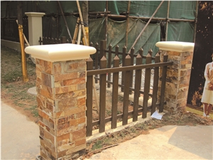 Golden Palisade Pavements,Garden Boulders,Garden Decor,Walling Tiles,Retaining Wall,Flamed Pillars