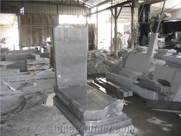 Grey Granite Upright Design Tombstone,Polished Grey Monuments, Cheap Price,Russia Tombstone,Single Headstone Monuments High Quality