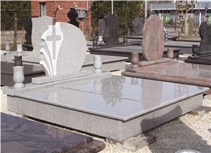 Own Factory Grey Polished Cross Tombstone European Style