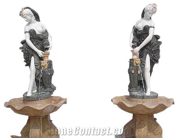 Multicolor Granite Lady Engraving Stone,Own Factory Sculptured Yound Lady Human Beings,Cheap Watering Featured Garden Deocration