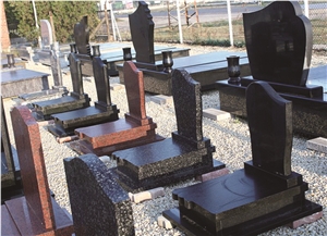 Western-Style Polished Single Upright Black & Red Tombstones