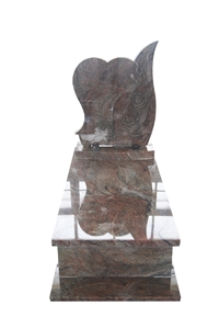 Red Granite Tombstone Design,Red Engraved Monuments,Western Style,European Single Headstone Cemetery Tombstone Cheap Price