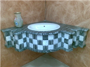 Black Wood Vein Marble Corner Vanity Top, Black Marble China Bath Top Black Wood Vein Marble Corner Vanity Top, Black Marble China Bath Top