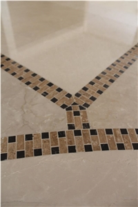 Dark Emperador Marble, Light Emperador Marble and Botticino Marbe Waterjet Border Design