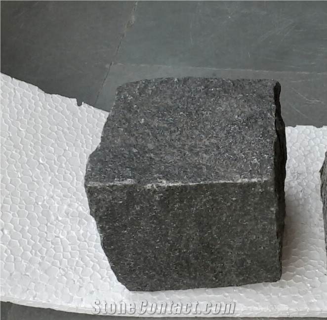 Black Granite Cobble Stone, Black Granite Cube Stones