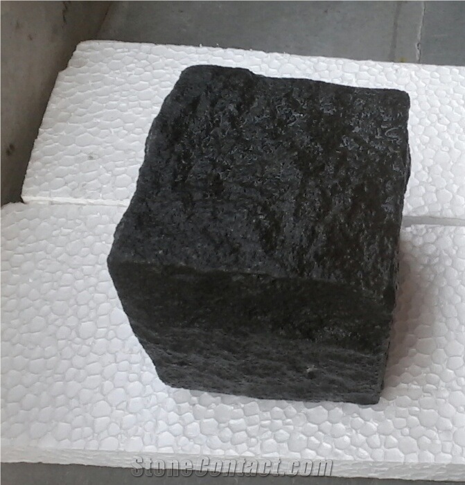 Black Granite Cobble Stone, Black Granite Cube Stones