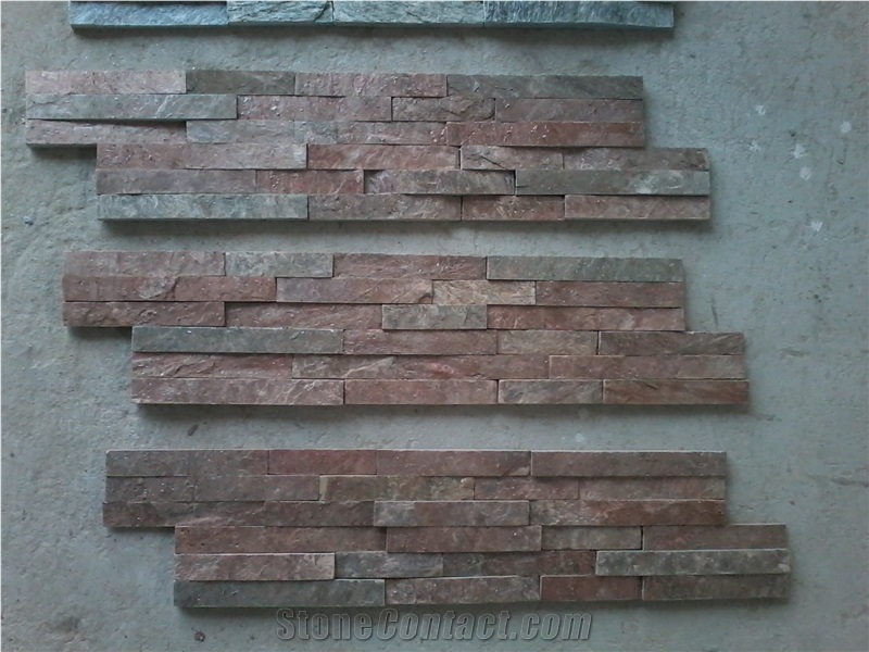 Indian Copper Slate Ledge Stone, Copper Quartzite Wall Cladding