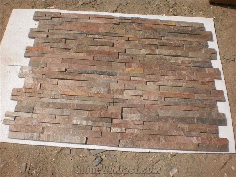 Indian Copper Slate Ledge Stone, Copper Quartzite Wall Cladding