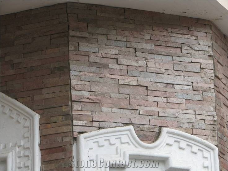 Indian Copper Slate Ledge Stone, Copper Quartzite Wall Cladding