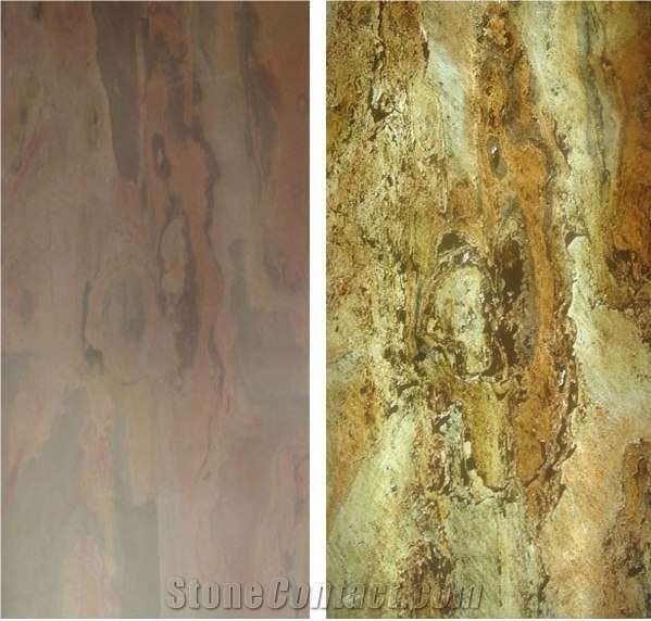 Multi Pink Translucent Stone Veneer, Slate Backlit Wall Panels
