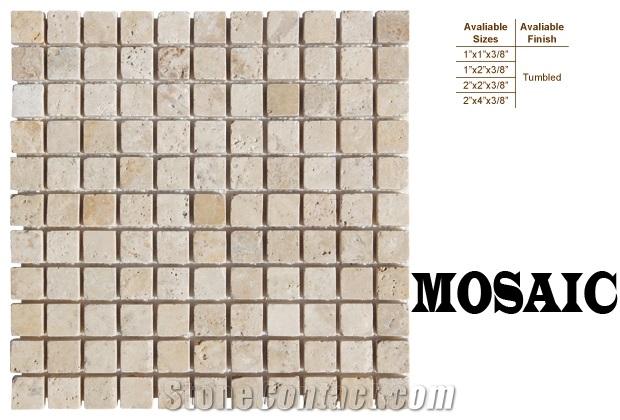 Konya Light Travertine Mosaic, Beige Travertine Turkey Mosaic