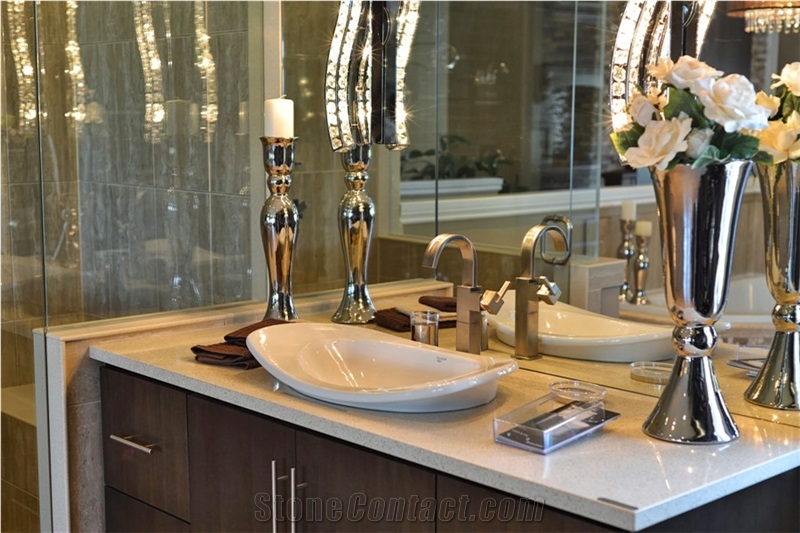 China Artificial Quartz Stone Vanity Top Non-Porous and Easy to Clean and Maintain Normally Produced Standard Size 31/37/43/49/61/73*22.5inch