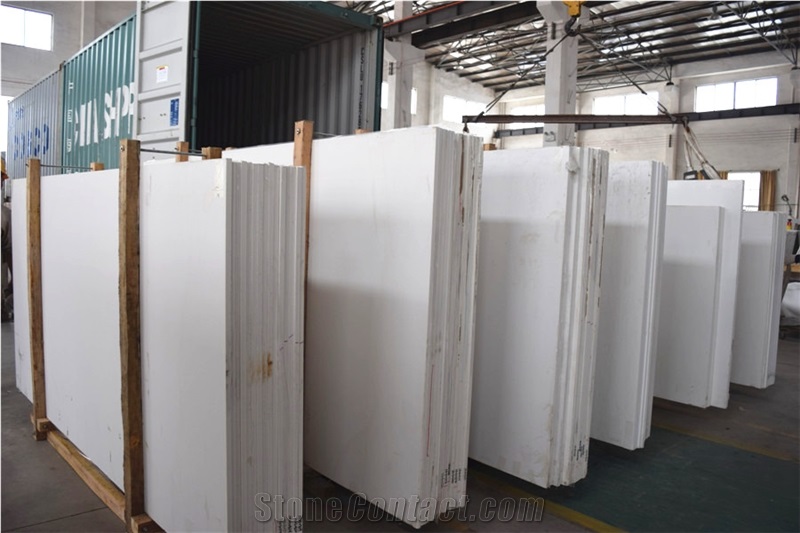 Pure White Artificial Quartz Stone Slab&Tile Of Low Water Absorption But Cheap Pricing Suitable for Worktop Table Top Projects