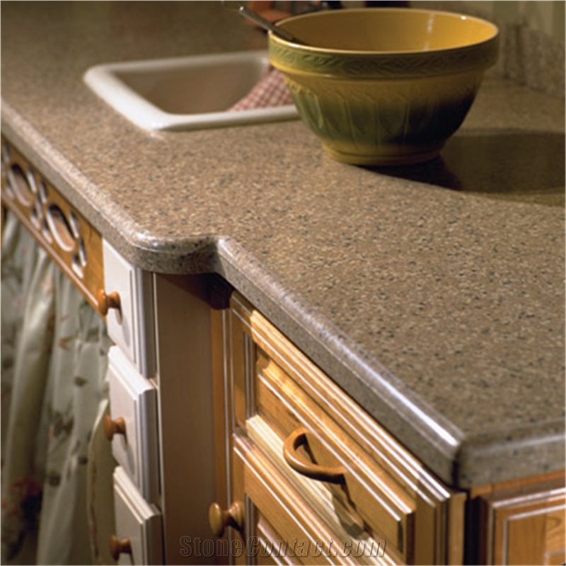 Quartz Stonen Kitchen Countertop with Solid Surface and Countertop with Bright Surface Non-Porous Standard Sizes 108*26inch with Competitive Price and Quality More Durable Than Granite