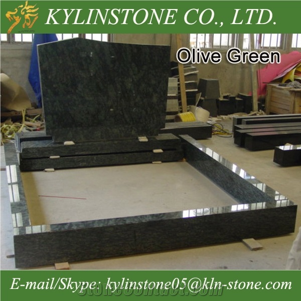 Olive Green Granite Monuments, Green Granite Design Tombstones
