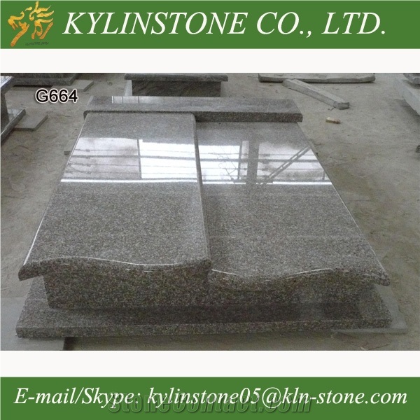 Popular China G664 Granite Double Monuments, European Style Tombstones