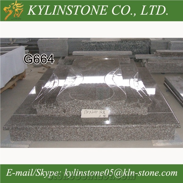Popular China G664 Granite Double Monuments, European Style Tombstones