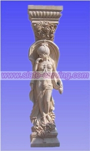 Beige Marble Columns,Stone Pillars