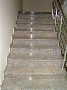 Juparana India Granite Staircase, Multicolor Granite Stairs & Steps India Juparana India Granite Staircase, Multicolor Granite Stairs & Steps India