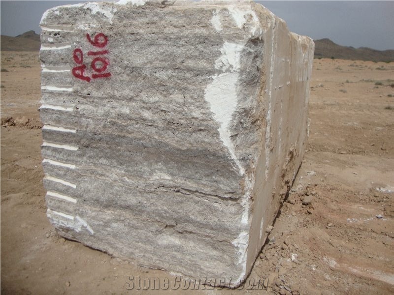 Persian Silver Travertine Block, Iran Grey Travertine