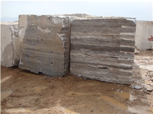 Persian Silver Travertine Block, Iran Grey Travertine