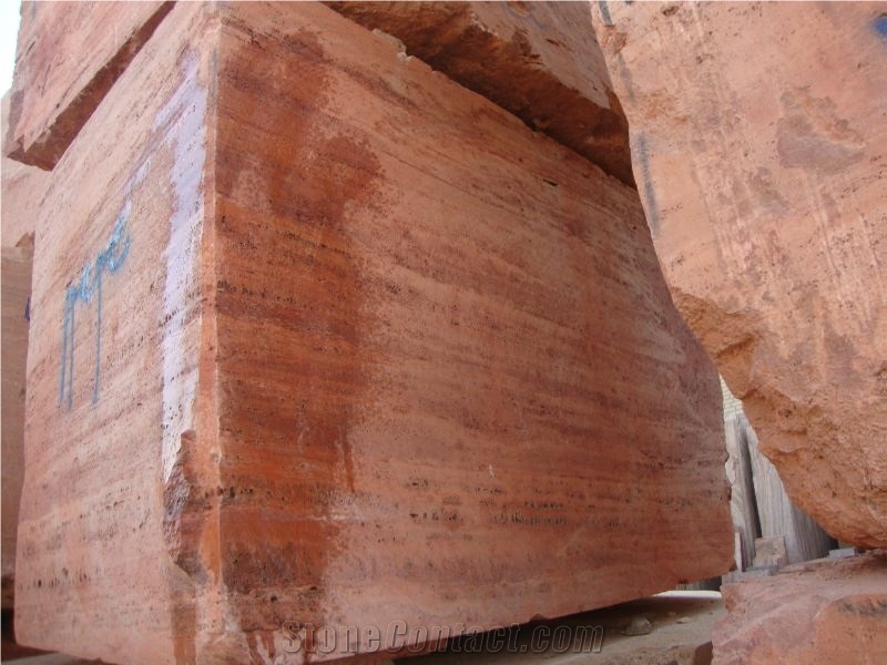 Red Travertine Block, Iran Red Travertine