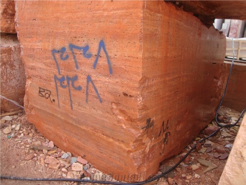 Red Travertine Block, Iran Red Travertine