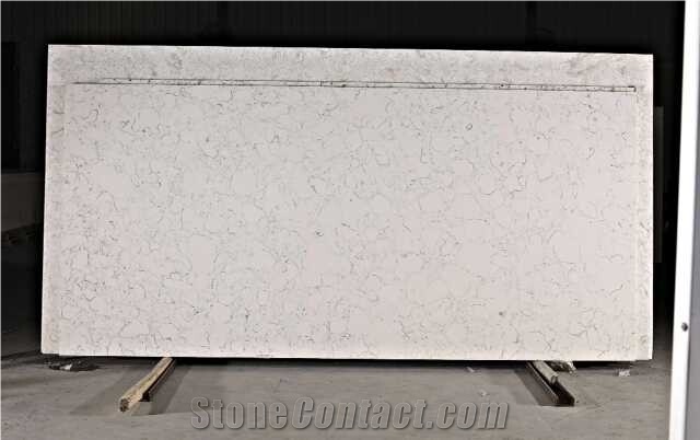 Artificial Pure Beige Quartz Stone Slab Engineered Stone Slab