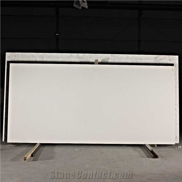 Artificial Pure Beige Quartz Stone Slab Engineered Stone Slab