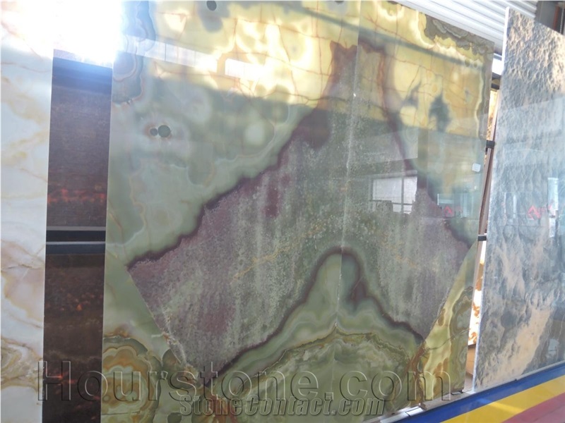 Beige Onyx Book Match Translucent Walling Tile