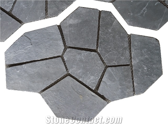 China Green Slate Irregular Flagstones, Flagstone Walkway Pavers, Flagstone Road Paving