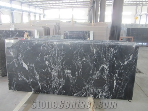 High Quality Nero Fantasy Granite Slabs & Tiles, China Black Granite