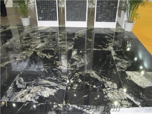 High Quality Nero Fantasy Granite Slabs & Tiles, China Black Granite