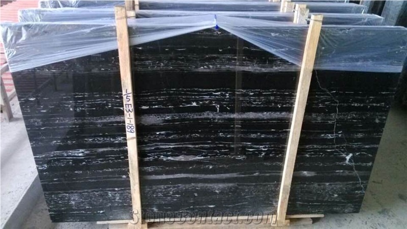 Hot Selling Chinese Portoro Silver Marble Slabs Marble Tiles with Best Quality Of the Marble, China Black Marble