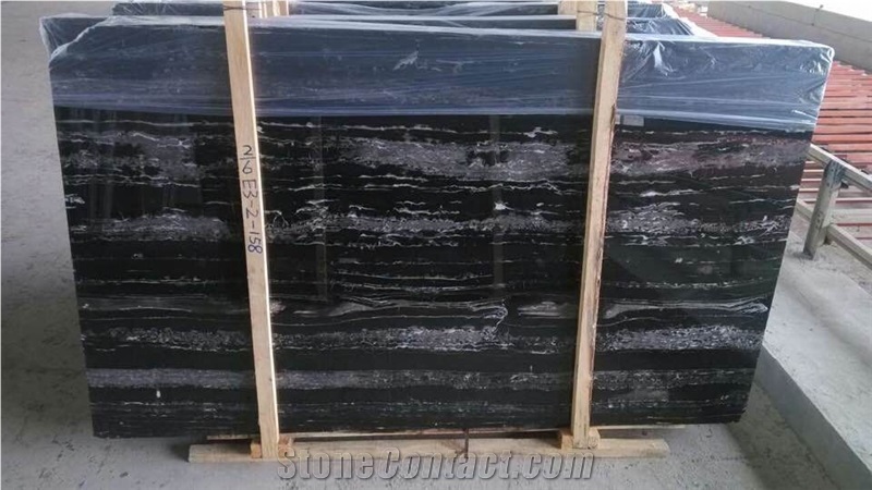 Hot Selling Chinese Portoro Silver Marble Slabs Marble Tiles with Best Quality Of the Marble, China Black Marble