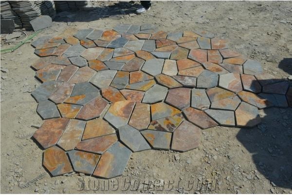 Nice Design Wooden Yellow Slate Pattern Slabs & Tiles, China Yellow Slate