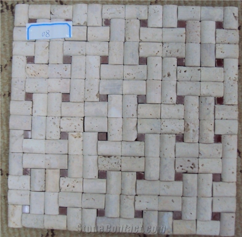 Professional Travertine Mosaic with Good Price, Beige Travertine Mosaic