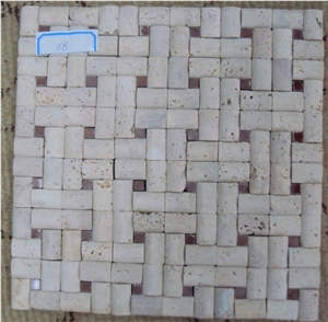 Professional Travertine Mosaic with Good Price, Beige Travertine Mosaic
