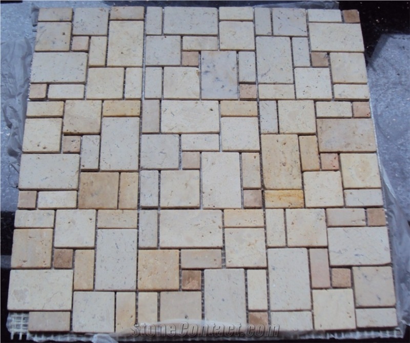 Professional Travertine Mosaic with Good Price, Beige Travertine Mosaic