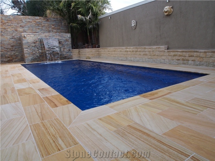 Quarry Owner Chinese Factory Teakwood Sandstone Pool Coping, Teakwood Yellow Sandstone Pool Coping