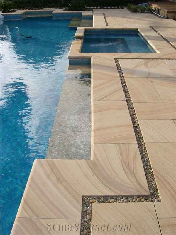 Quarry Owner Chinese Factory Teakwood Sandstone Pool Coping, Teakwood Yellow Sandstone Pool Coping