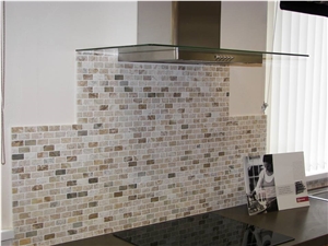 Saraystone Traonyx Travertine Tumbled Brick Mosaic Kitchen Backsplash, Multicolor Travertine Turkey Mosaic