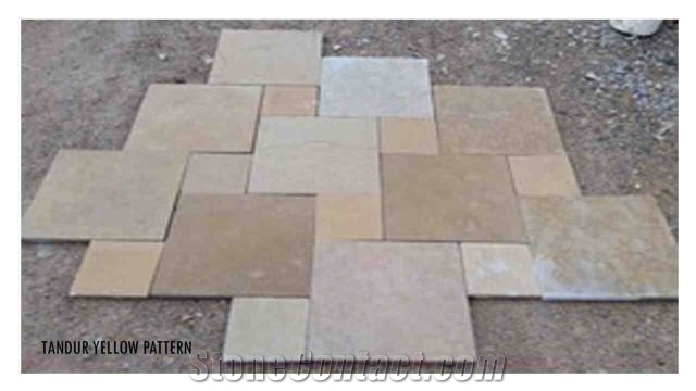 Tandur Yellow Limestone Walkway Pavers, Cube Stone