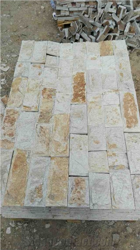 Gold & Silver Quartzite Mushroom Stone for Wall Tiles & Building Stone