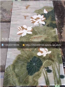 Marble Background Waterjet Medallions, Composited Medallion